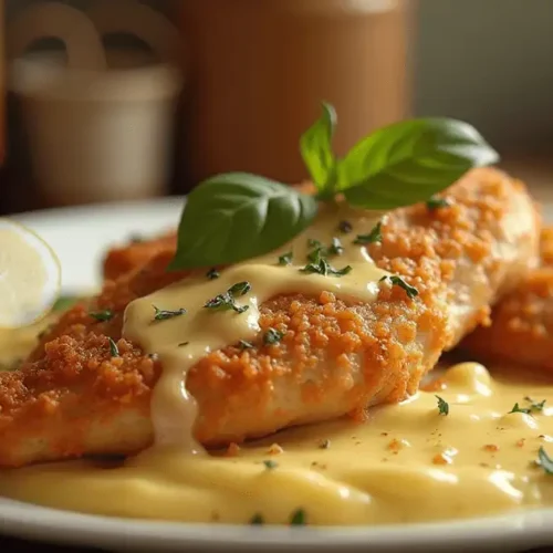 Futuristic Chicken Romano Plating with Modern Garnish