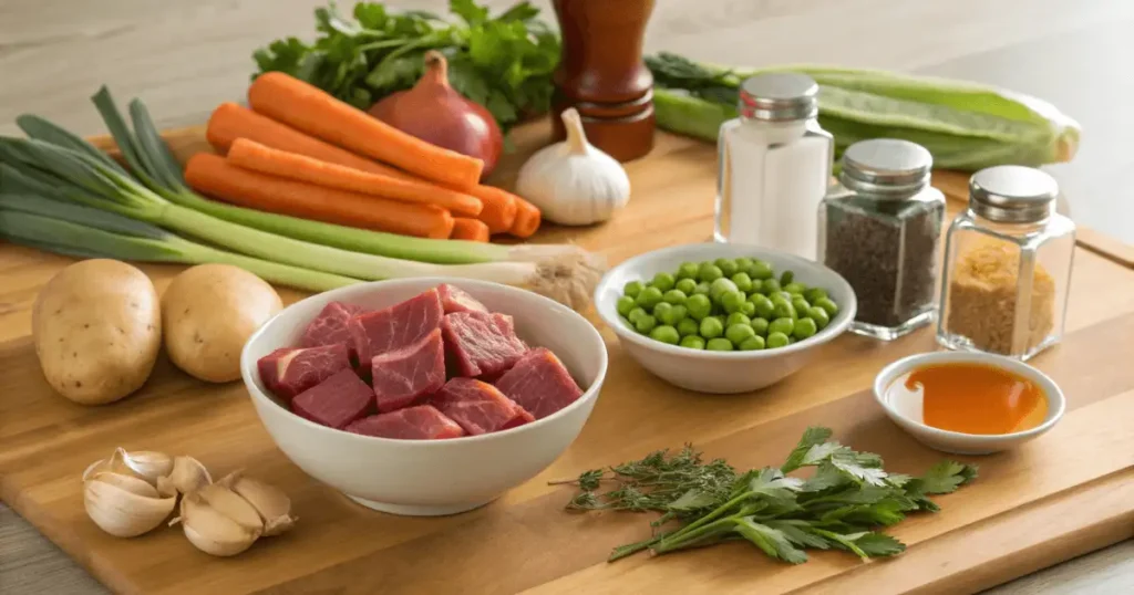 Fresh Ingredients for Hearty Beef Vegetable Soup