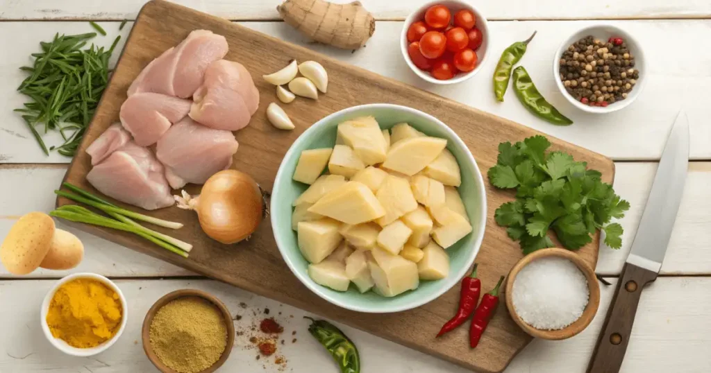 Fresh Ingredients for Chicken Curry with Potatoes