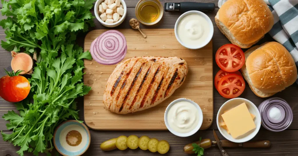 Fresh Ingredients for Grilled Chicken Sandwich