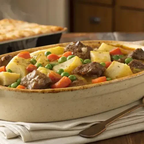 Futuristic Beef and Vegetable Casserole Presentation
