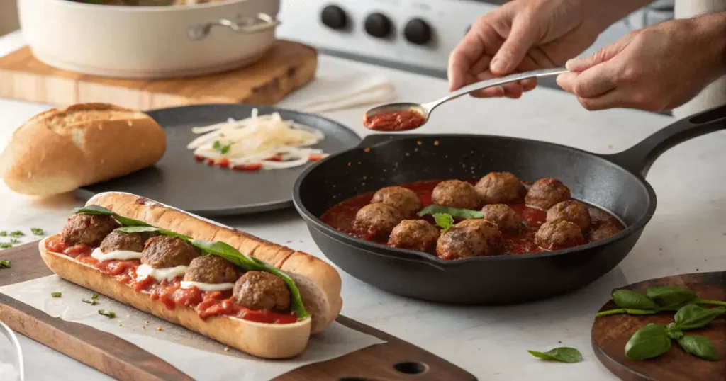 Step-by-Step Process of Making a Meatball Sub