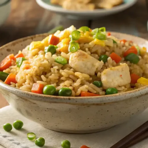 Futuristic Fried Rice Presentation with Innovative Garnishes