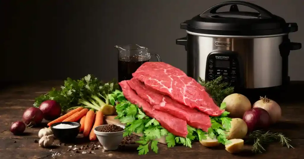 Raw Ingredients for Classic Slow Cooker Pot Roast