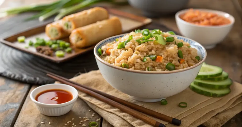 Delicious Fried Rice Served with Flavorful Sides