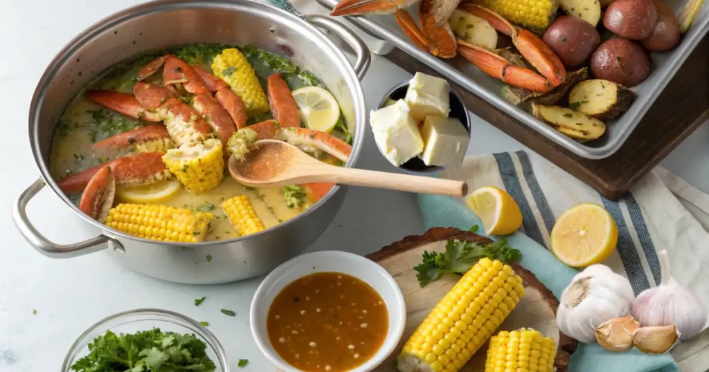 Step-by-Step Cooking Garlic Honey Butter Crab Boil